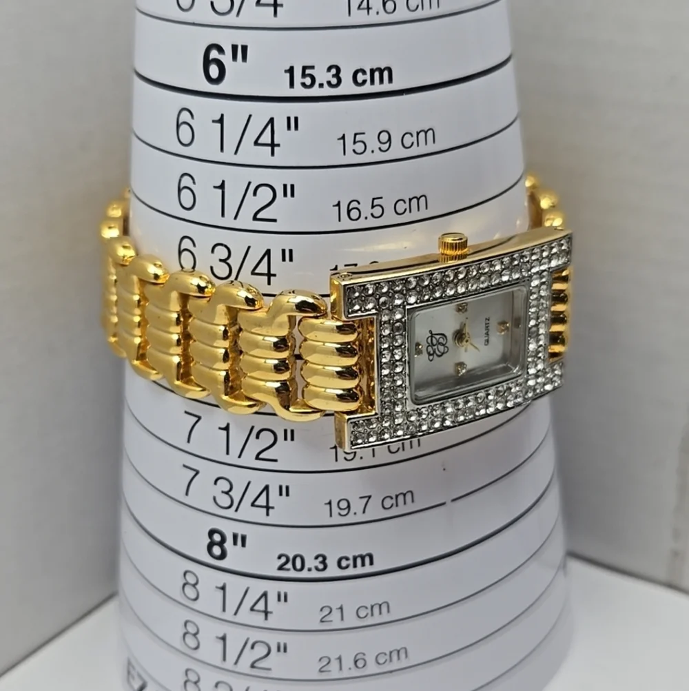 Elegant Gold and Silver Crystal-Accented Women's Quartz Watch